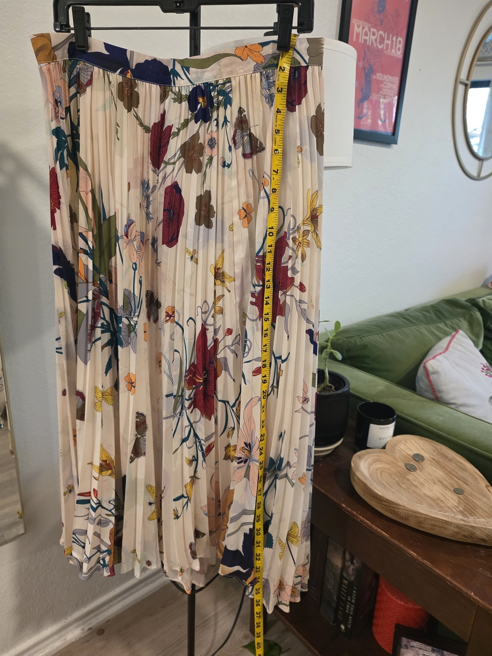 Chicwish Cream Floral Pleated Midi Skirt with Multicolor Blooms - Picture 6 of 7